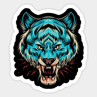 Blue tiger head Sticker